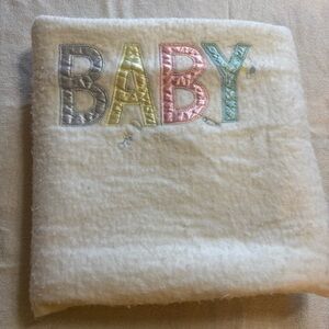 VTG Quiltex  Baby Blanket New Trim Added‎ White Embroidered 48”X 34” USA
